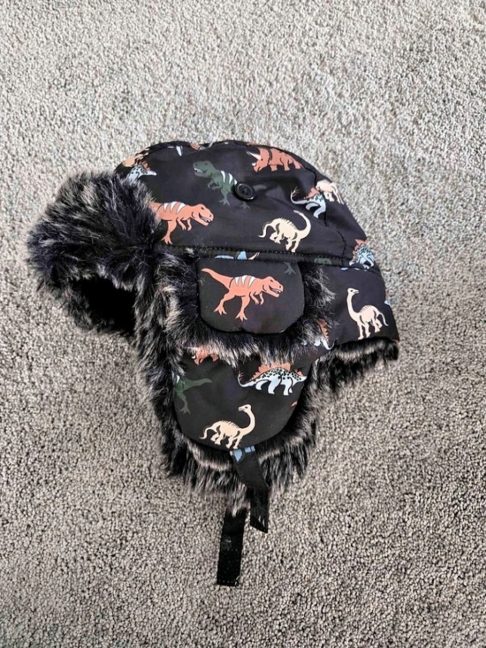 2T-5T Kids Dinosaur Earflap Hat Black
